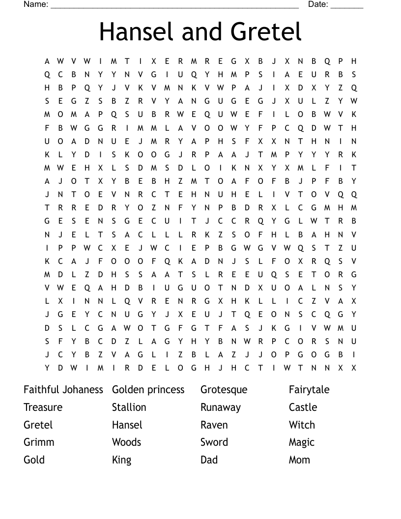 Hansel and Gretel Word Search