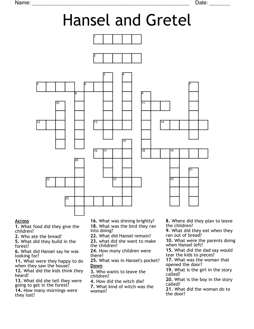 Hansel and Gretel Crossword