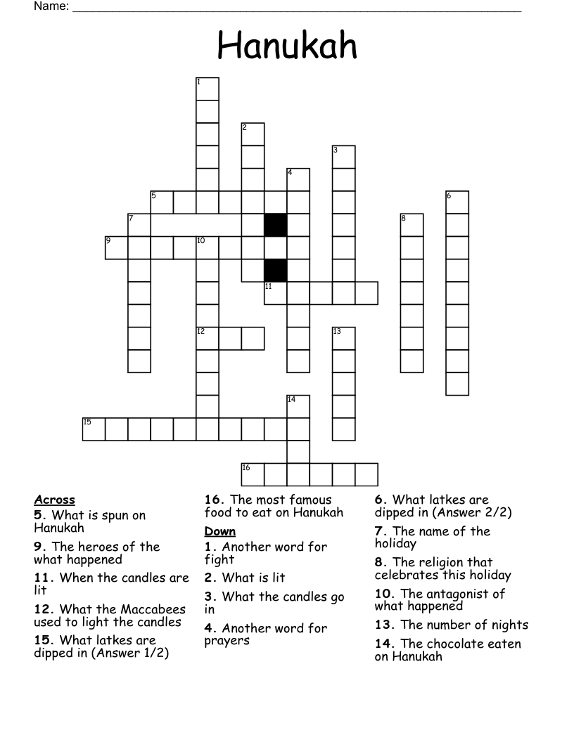 Hanukah Crossword