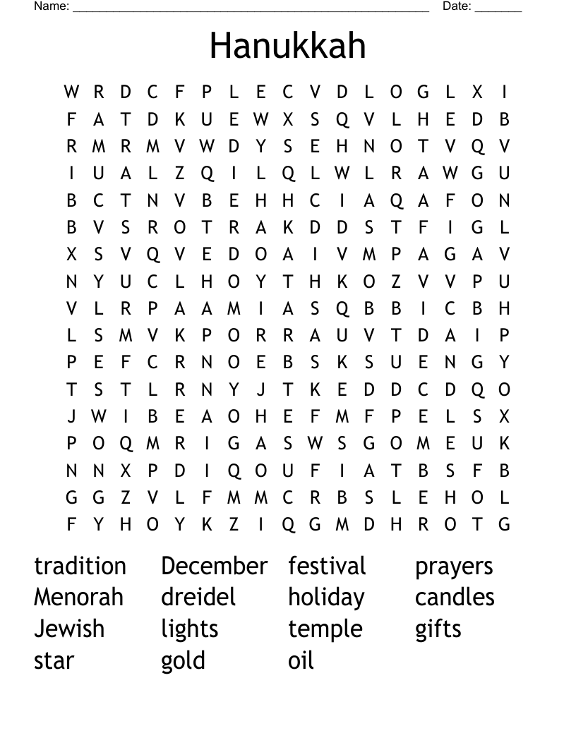 Hanukkah Word Search