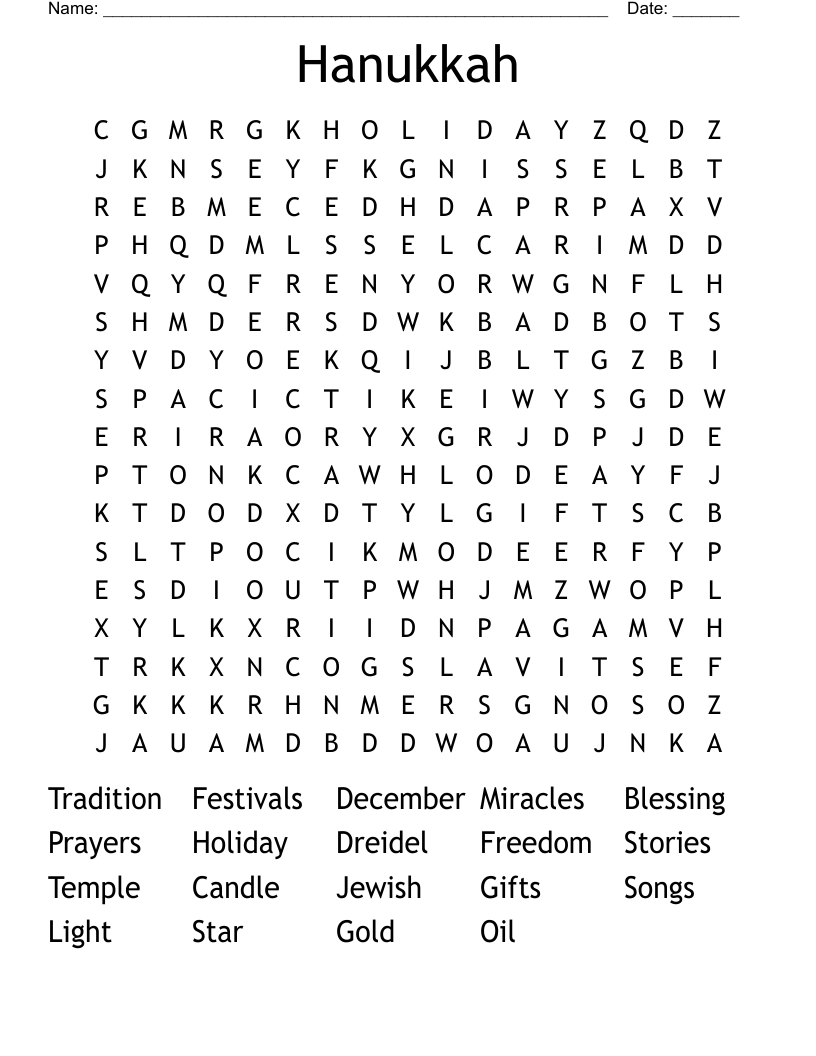 Hanukkah Word Search