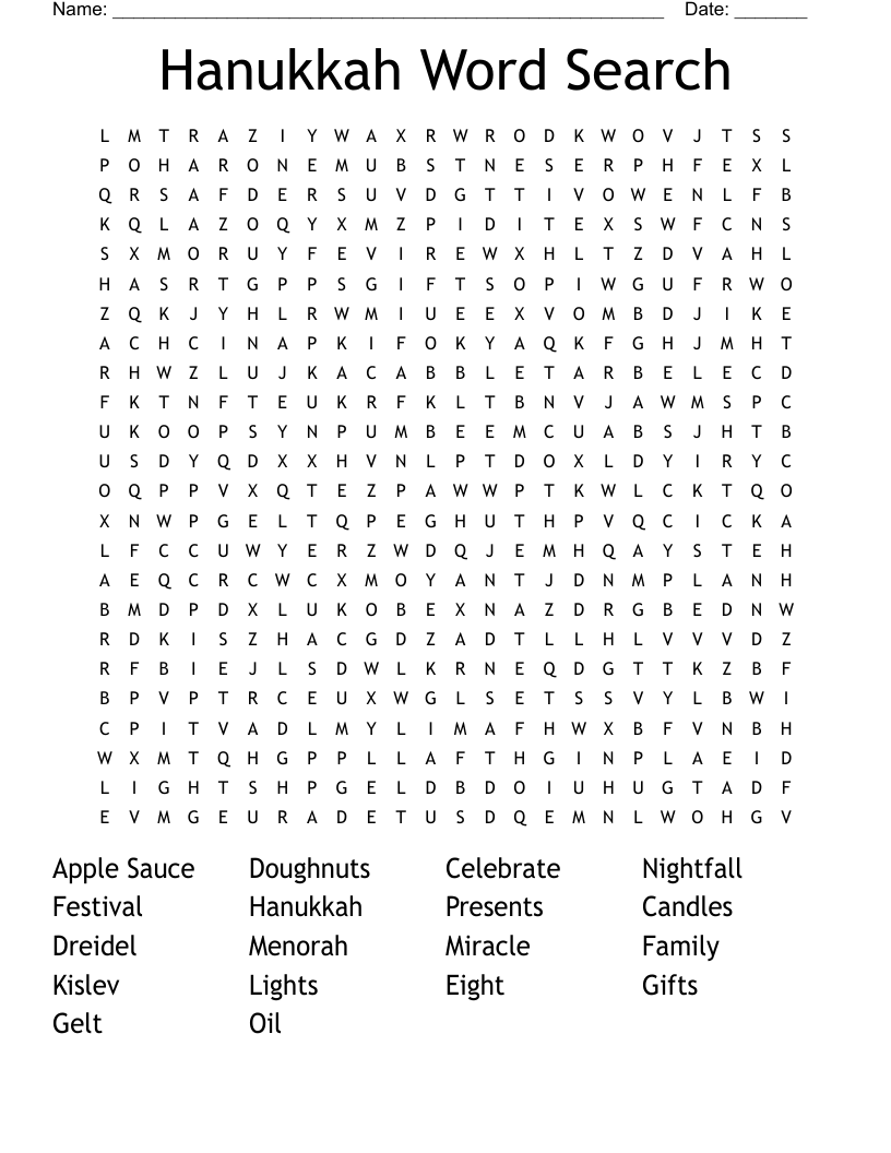 Hanukkah Word Search