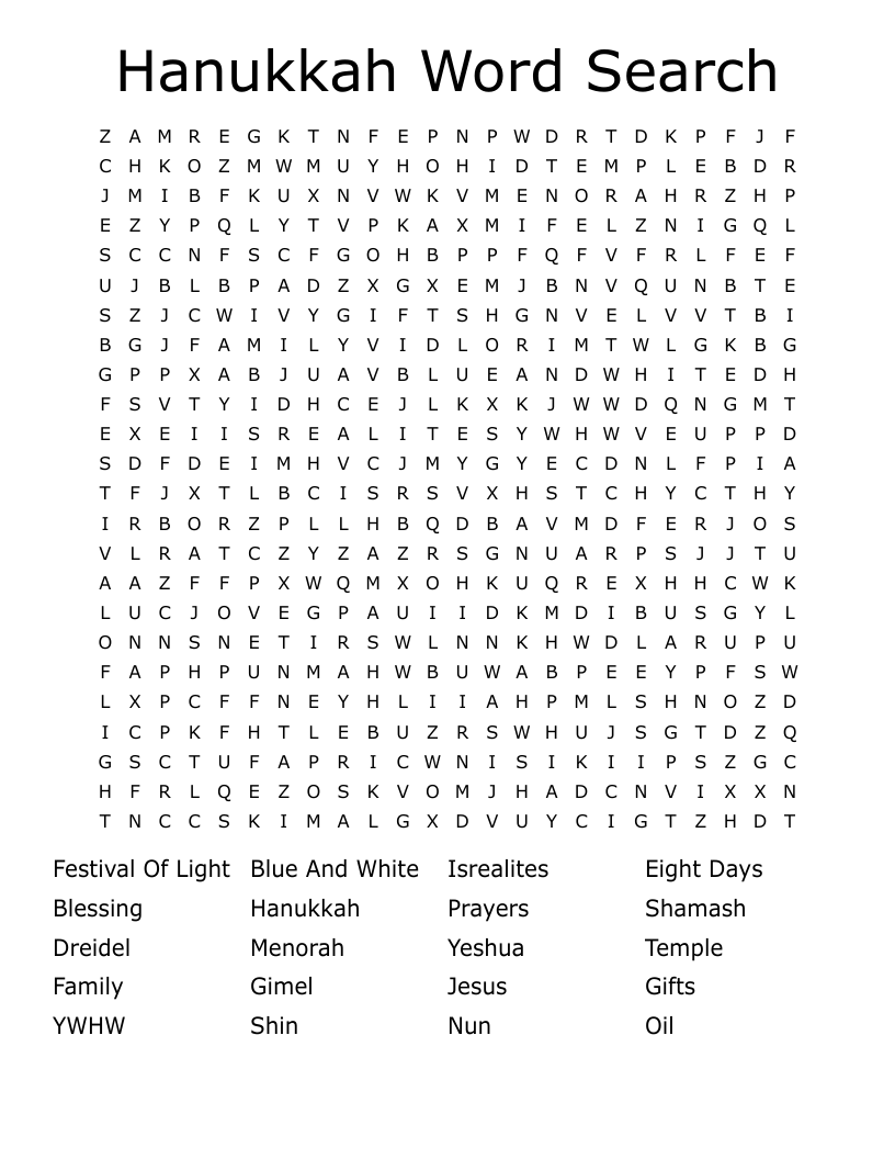Hanukkah Word Search