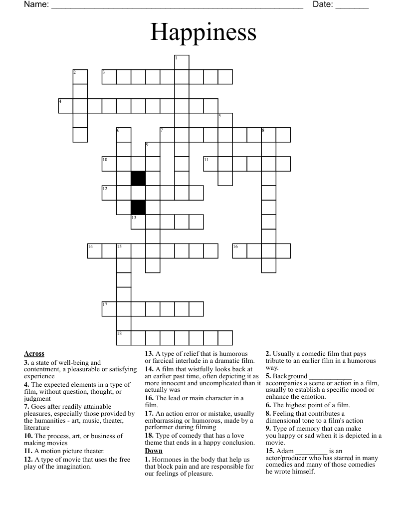 Happiness Crossword