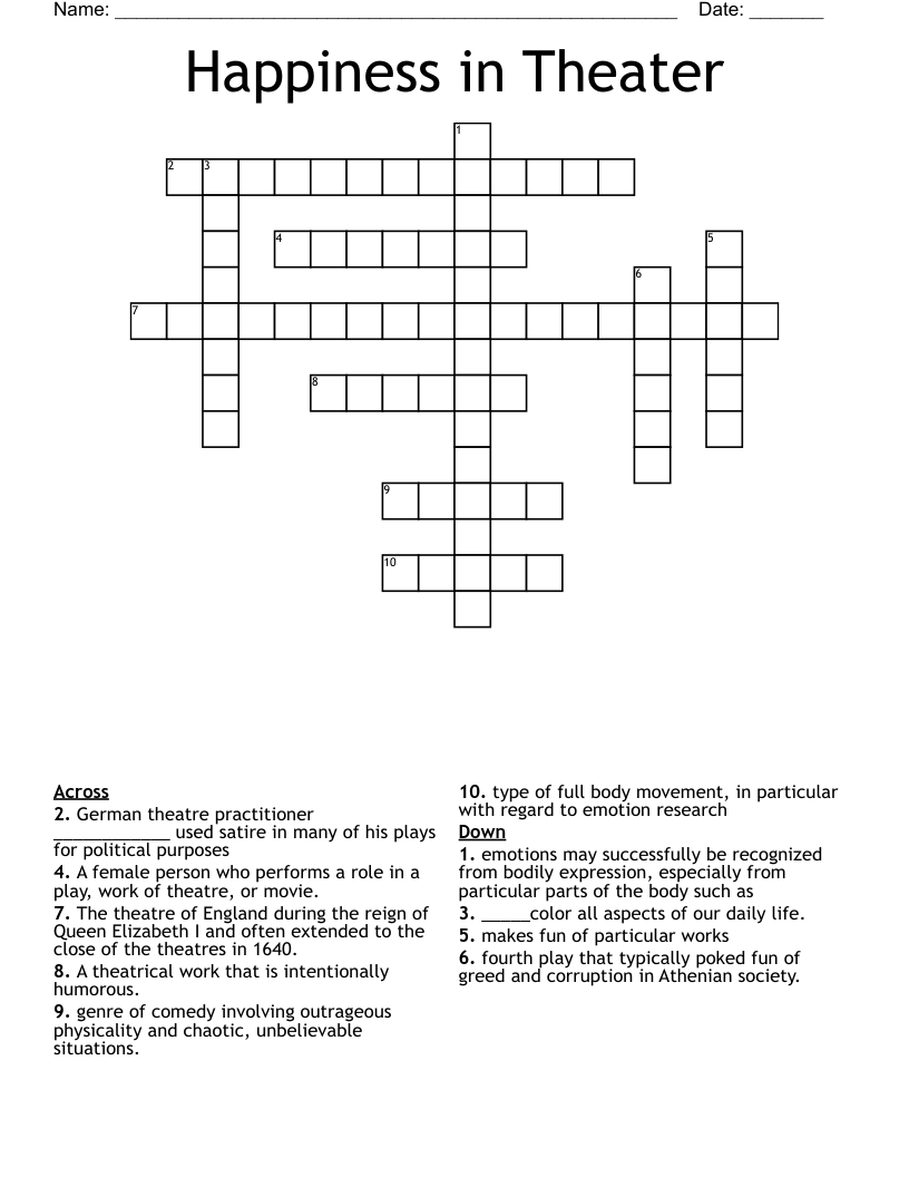 Happiness in Theater Crossword