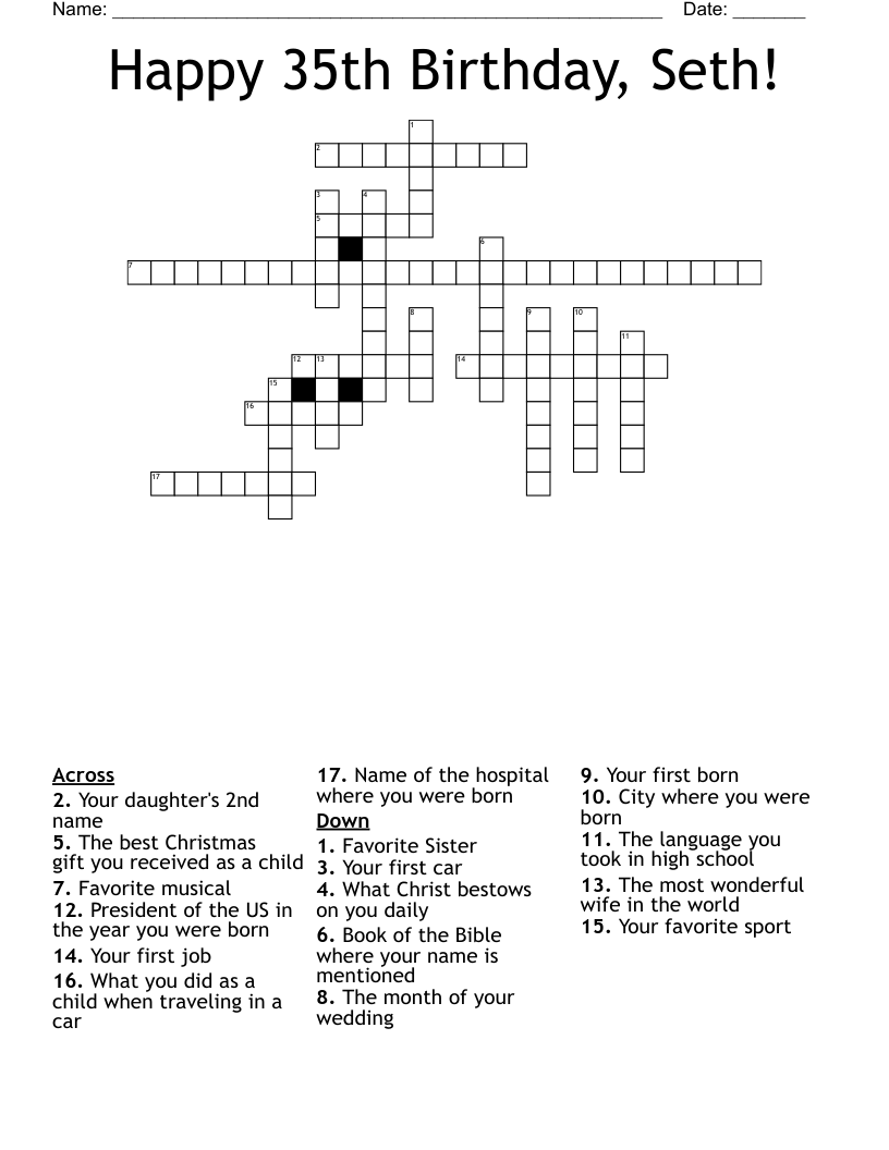 Happy 35th Birthday, Seth! Crossword