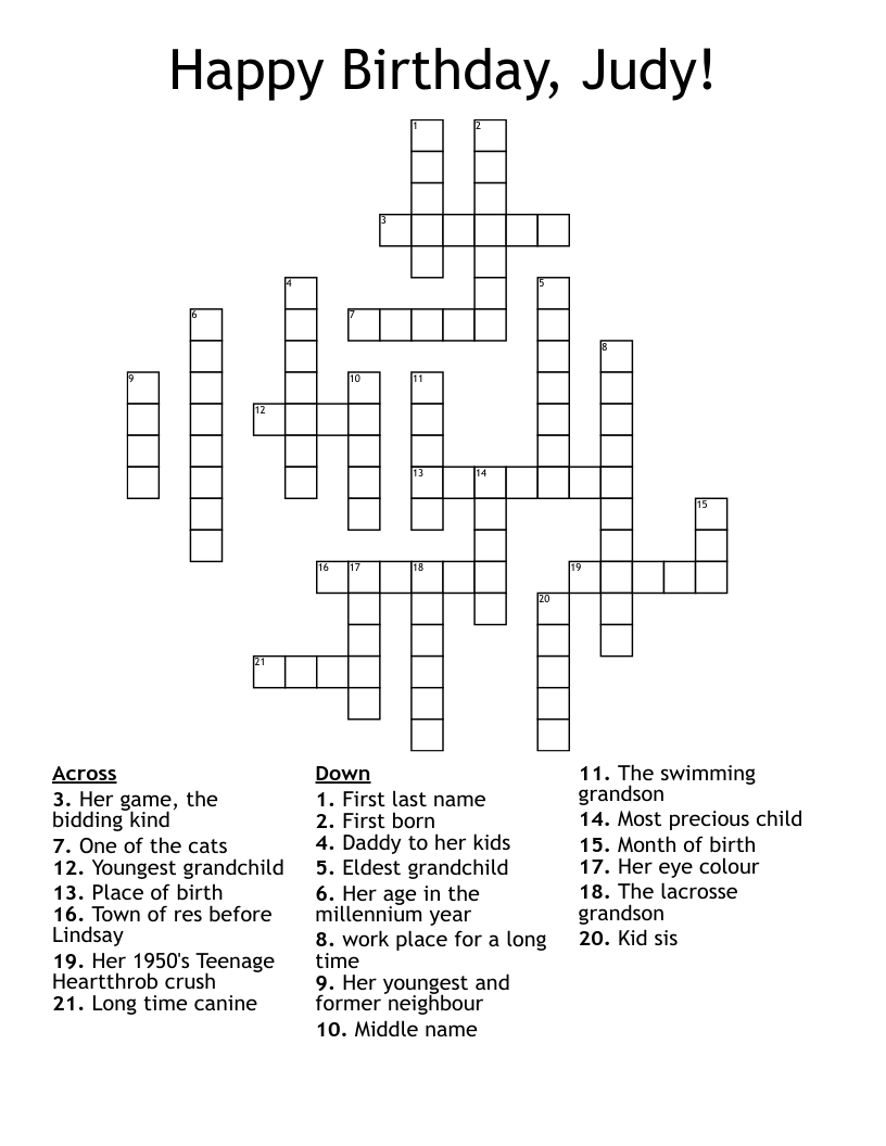 Happy Birthday, Judy! Crossword