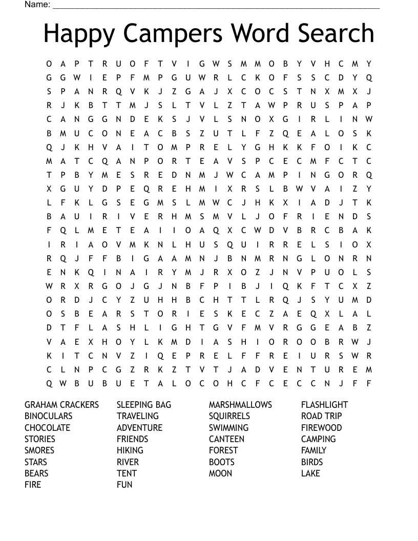 Happy Campers Word Search