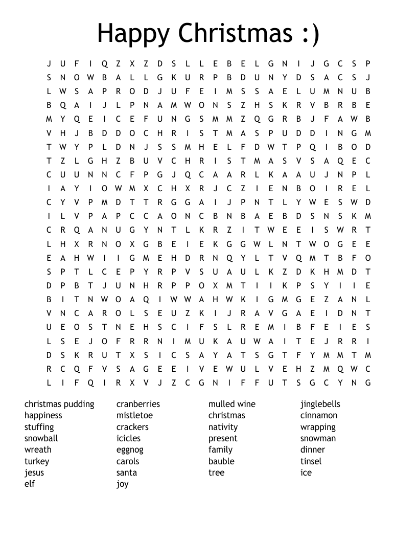 Happy Christmas :) Word Search