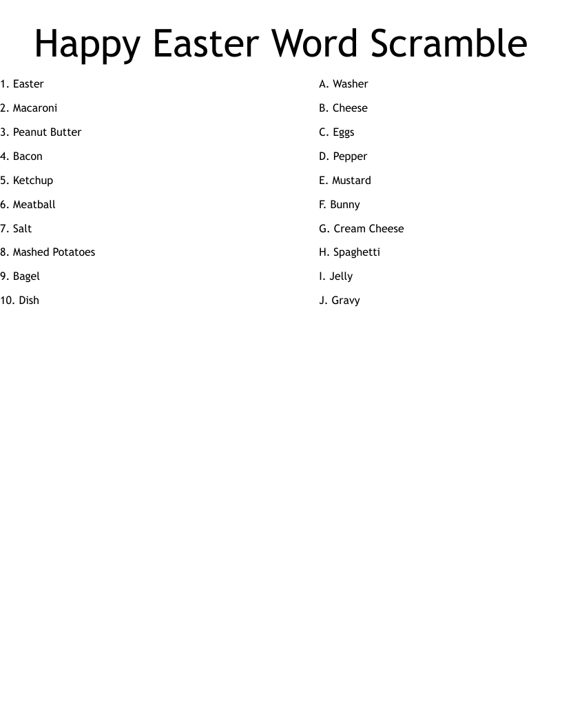 Happy Easter Word Scramble  Worksheet