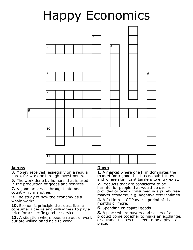 Happy Economics Crossword