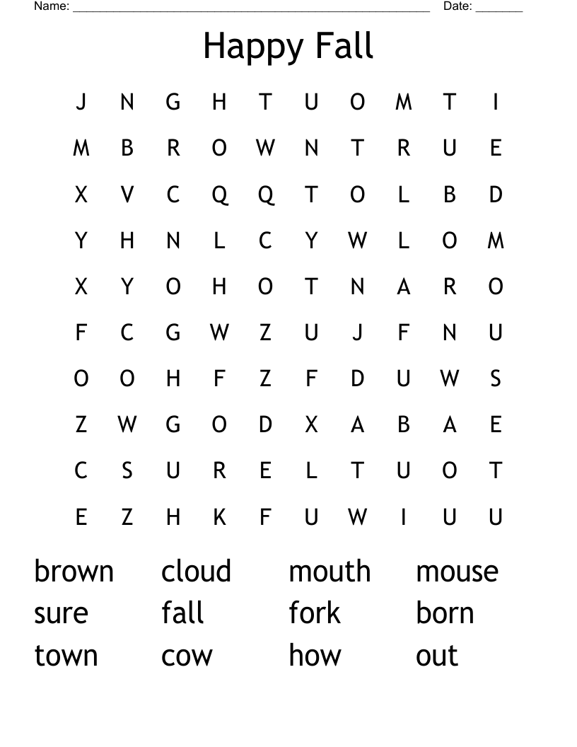 Happy Fall Word Search