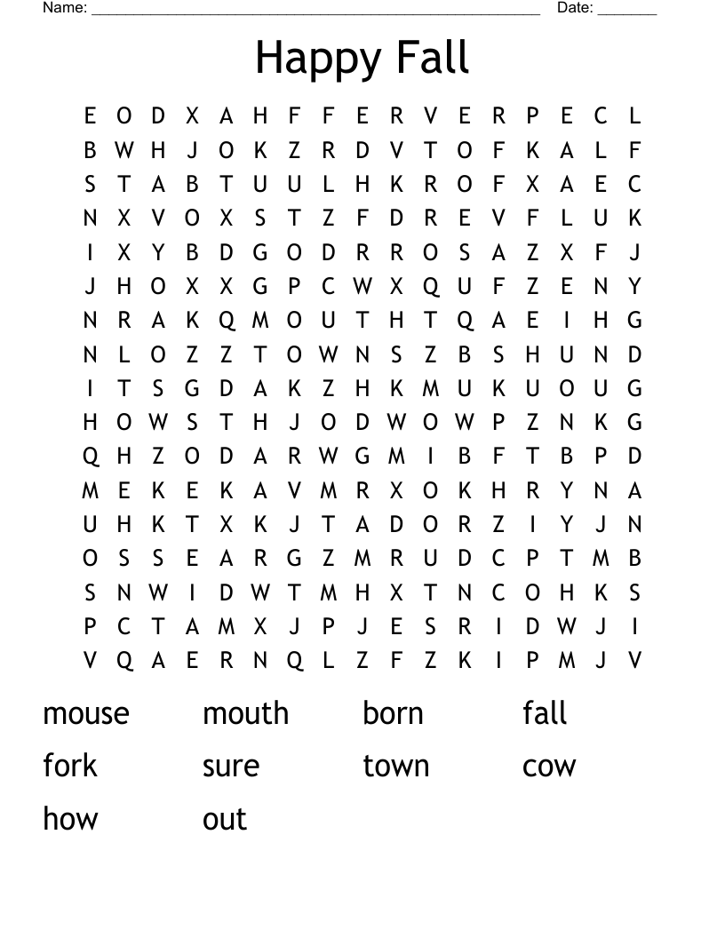 Happy Fall Word Search