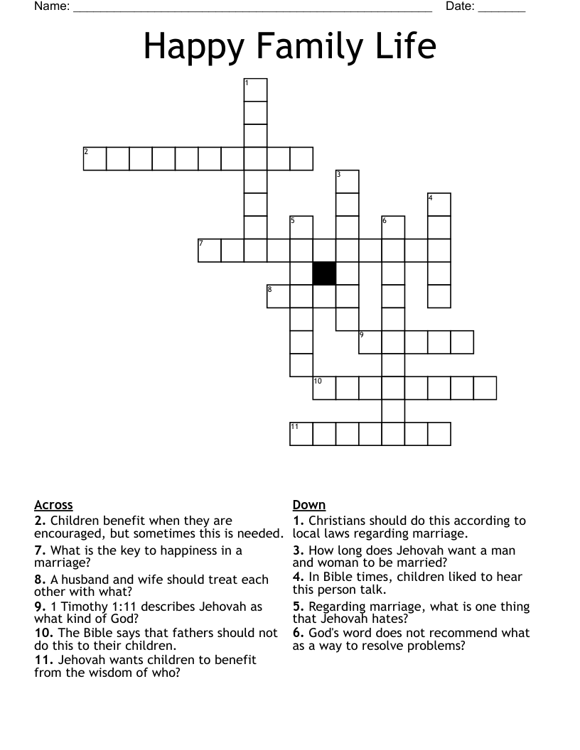 Happy Family Life Crossword