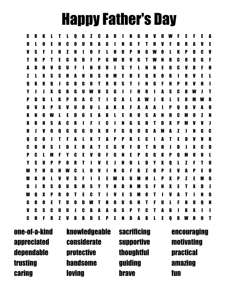 Happy Father's Day Word Search