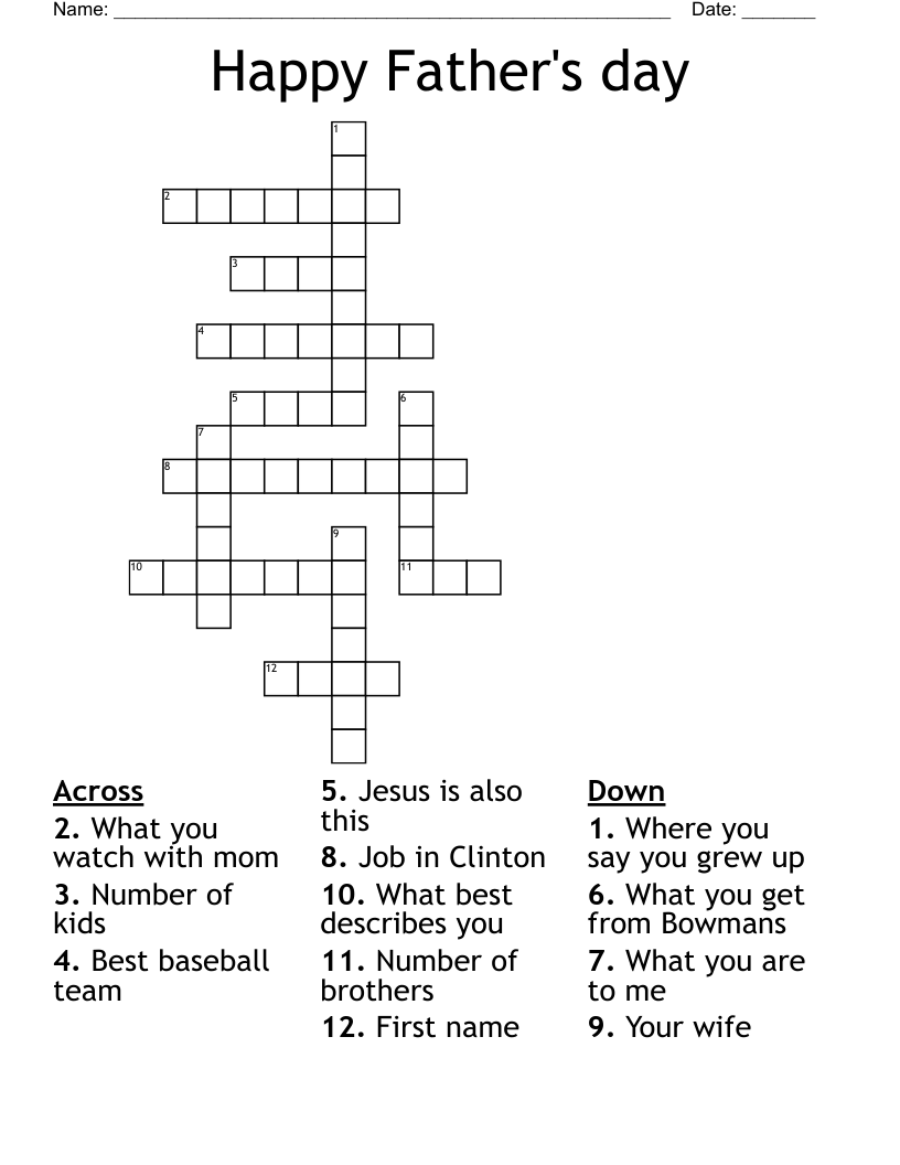 Happy Father's day Crossword