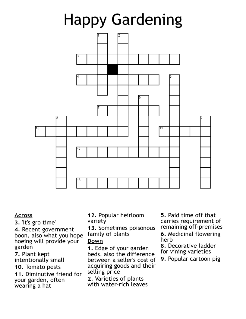 Happy Gardening Crossword