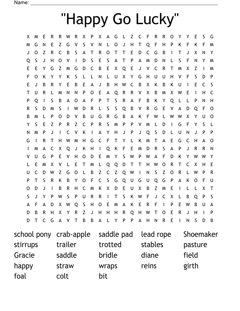 "Happy Go Lucky" Word Search