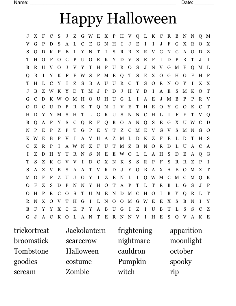 Happy Halloween Word Search