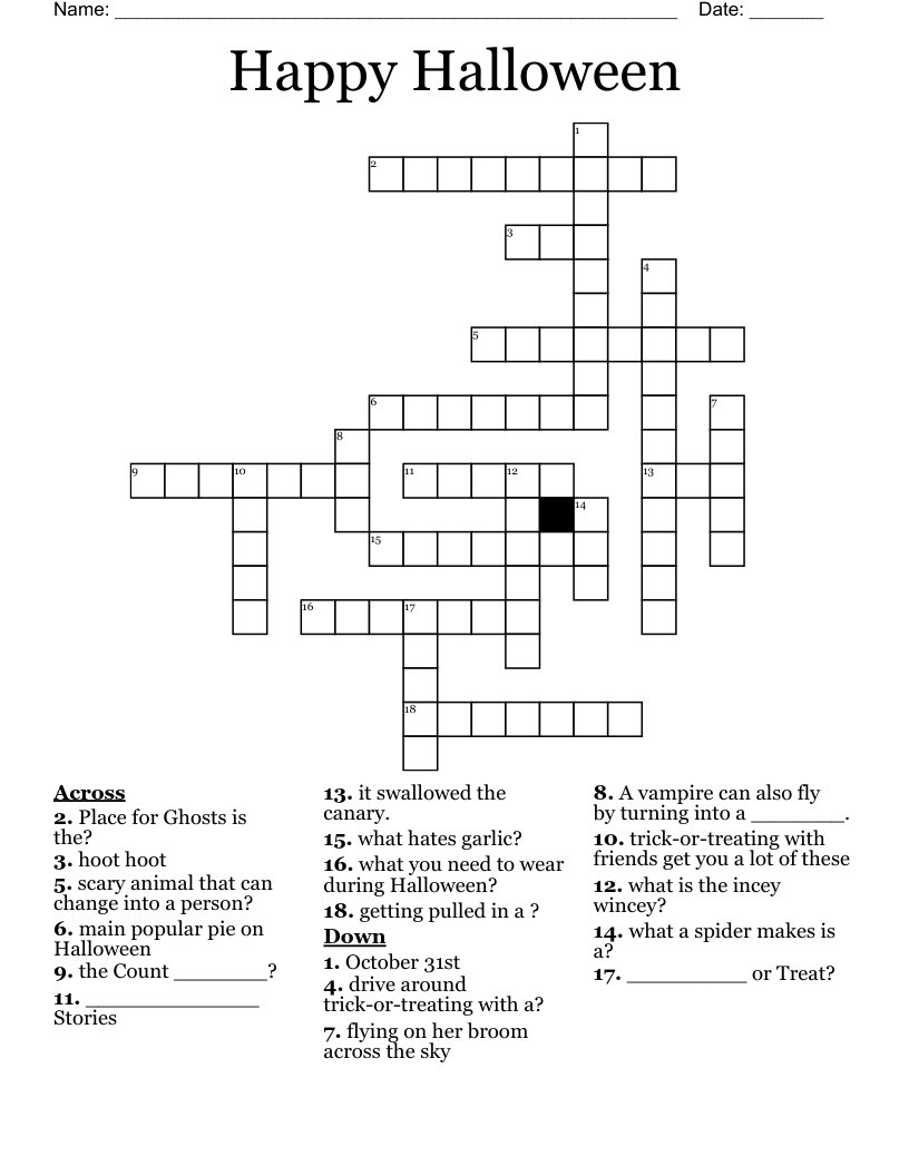 Happy Halloween Crossword