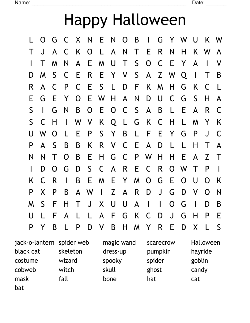 Happy Halloween Word Search
