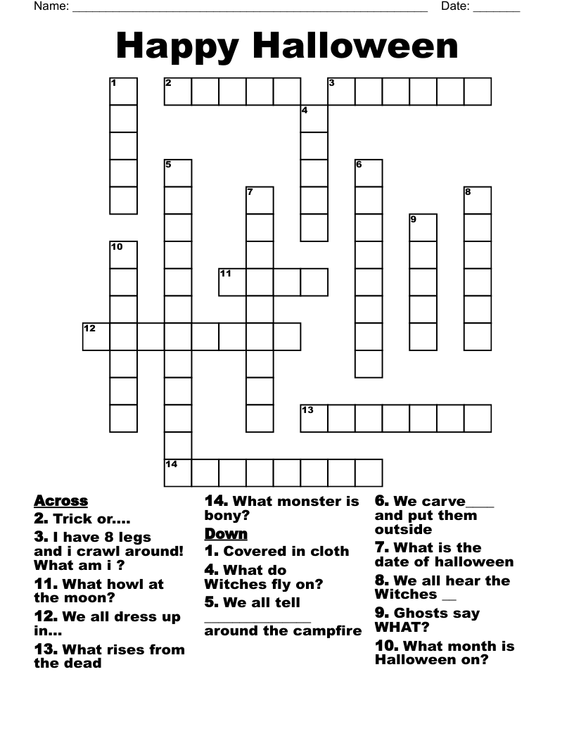 Happy Halloween Crossword