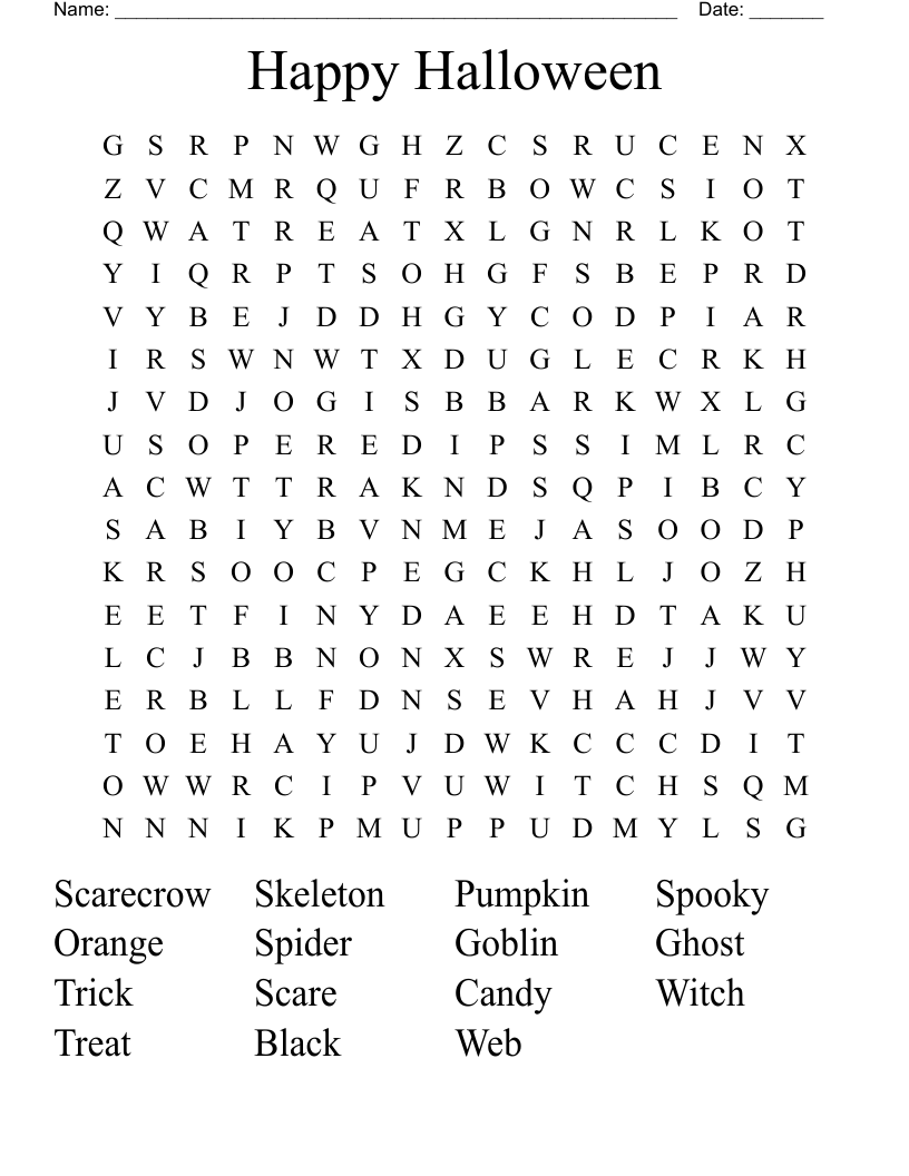 Happy Halloween Word Search