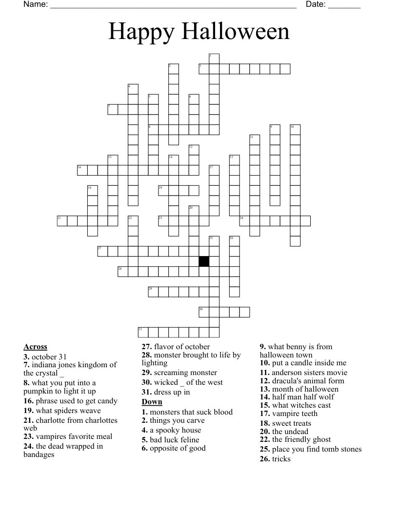 Happy Halloween Crossword