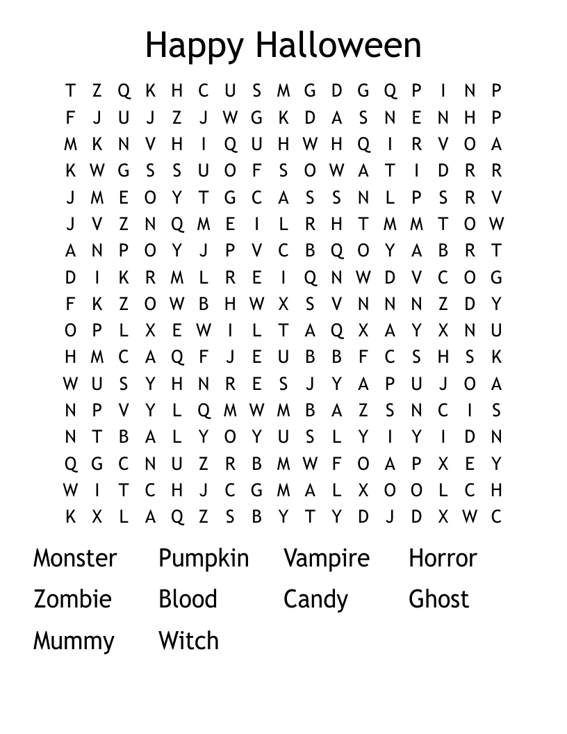 Happy Halloween Word Search