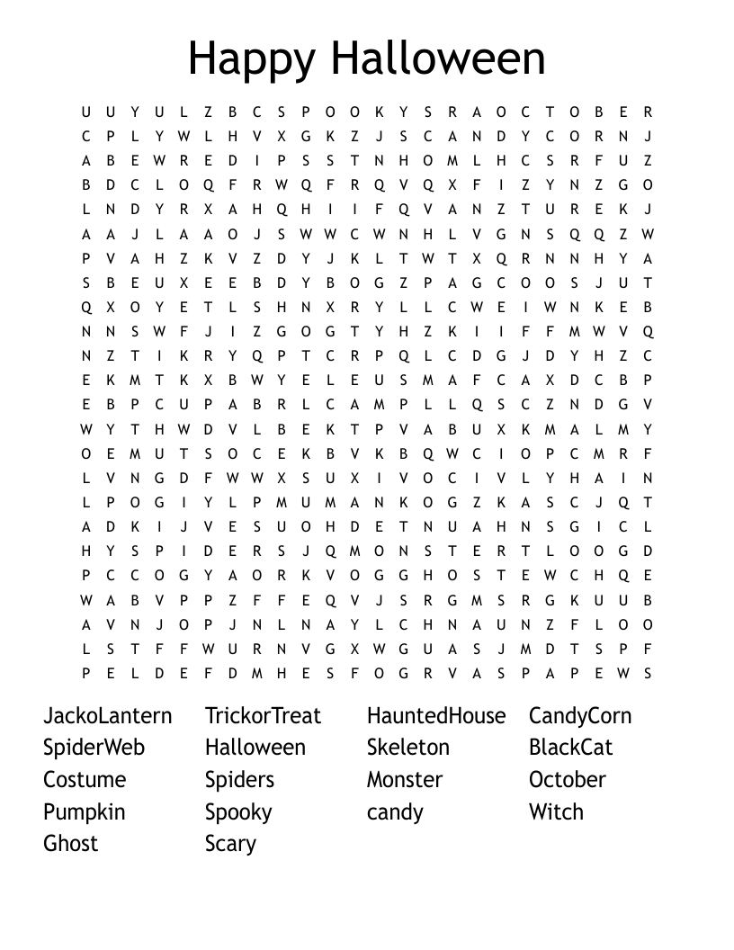 Happy Halloween Word Search