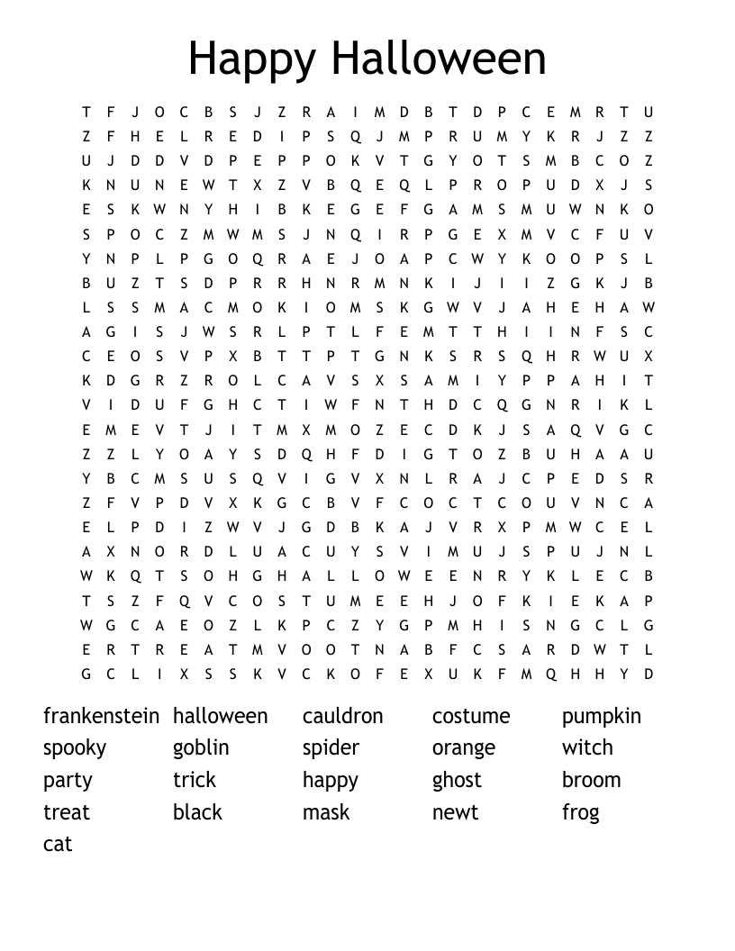 Happy Halloween Word Search
