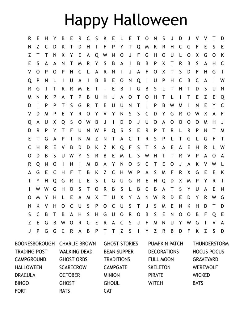 Happy Halloween Word Search