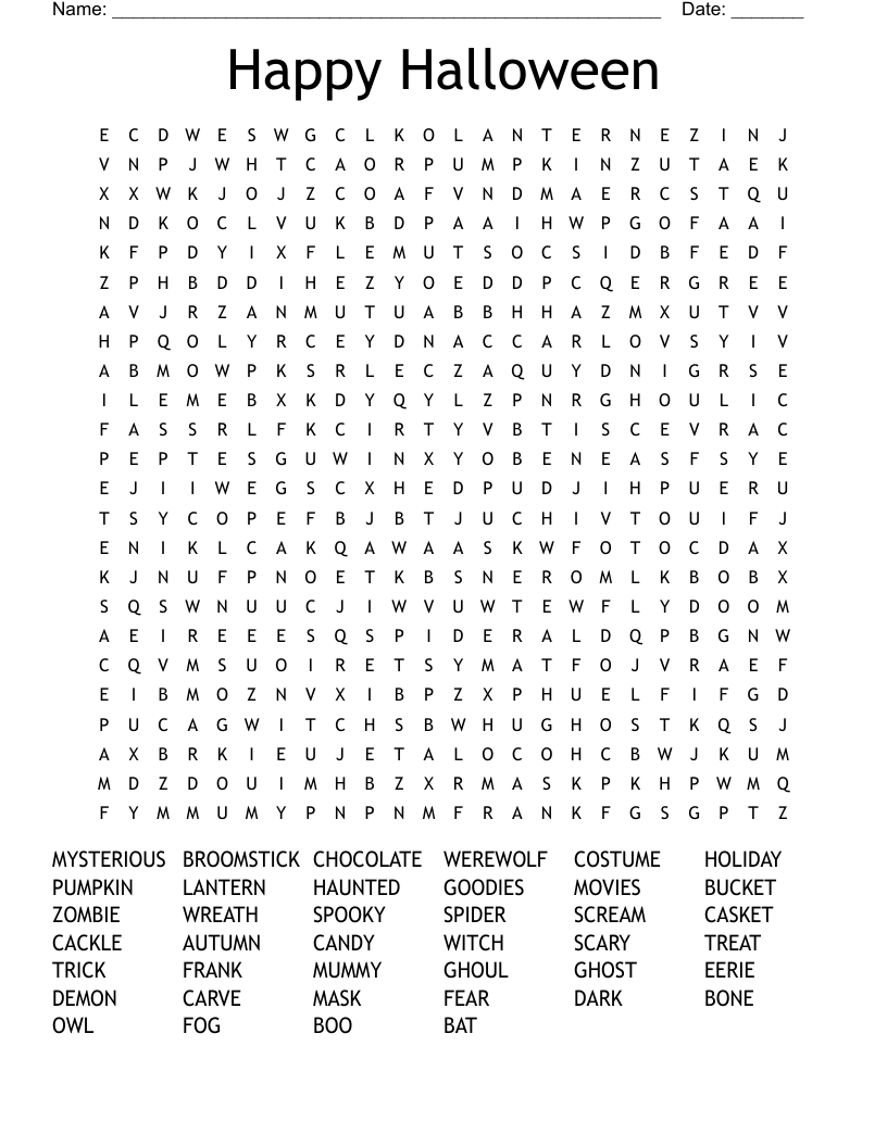 Happy Halloween Word Search