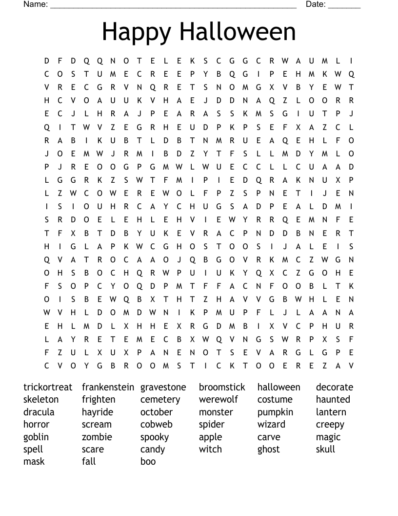 Happy Halloween Word Search