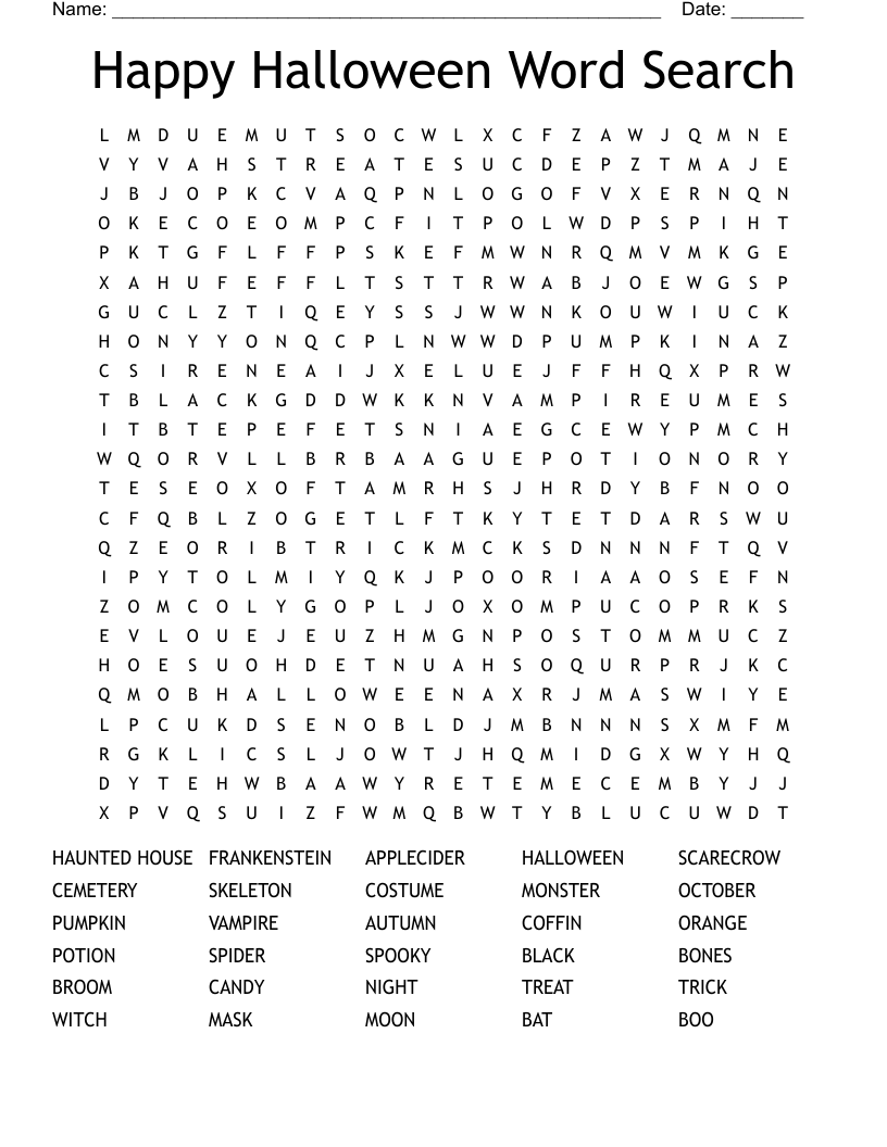 Happy Halloween Word Search