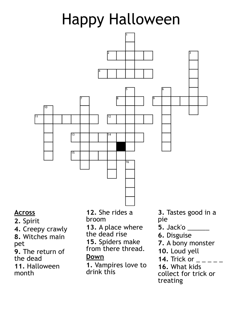 Happy Halloween  Crossword