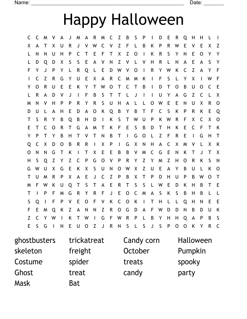 Happy Halloween  Word Search