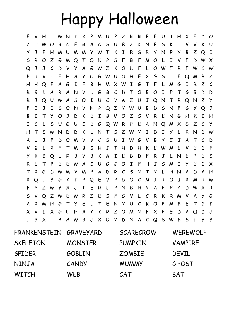 Happy Halloween  Word Search