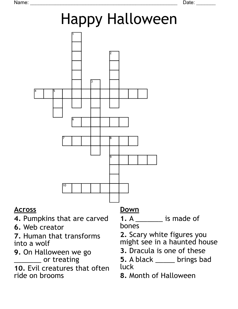 Happy Halloween  Crossword