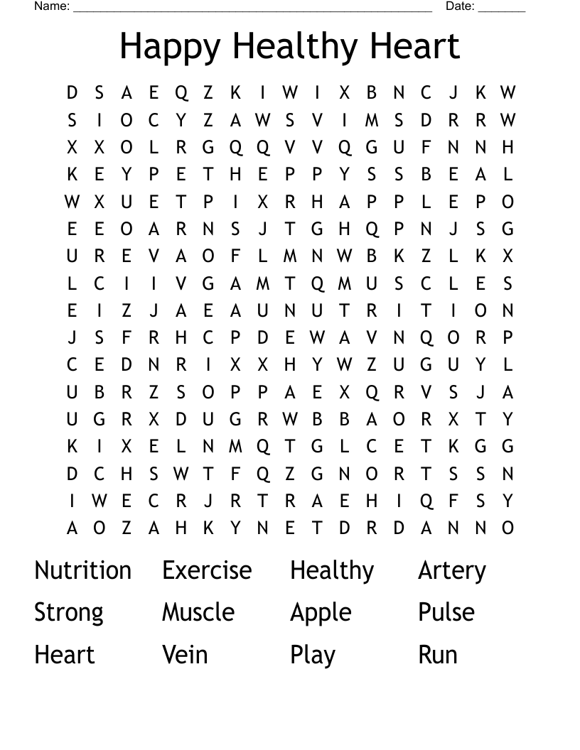Happy Healthy Heart Word Search