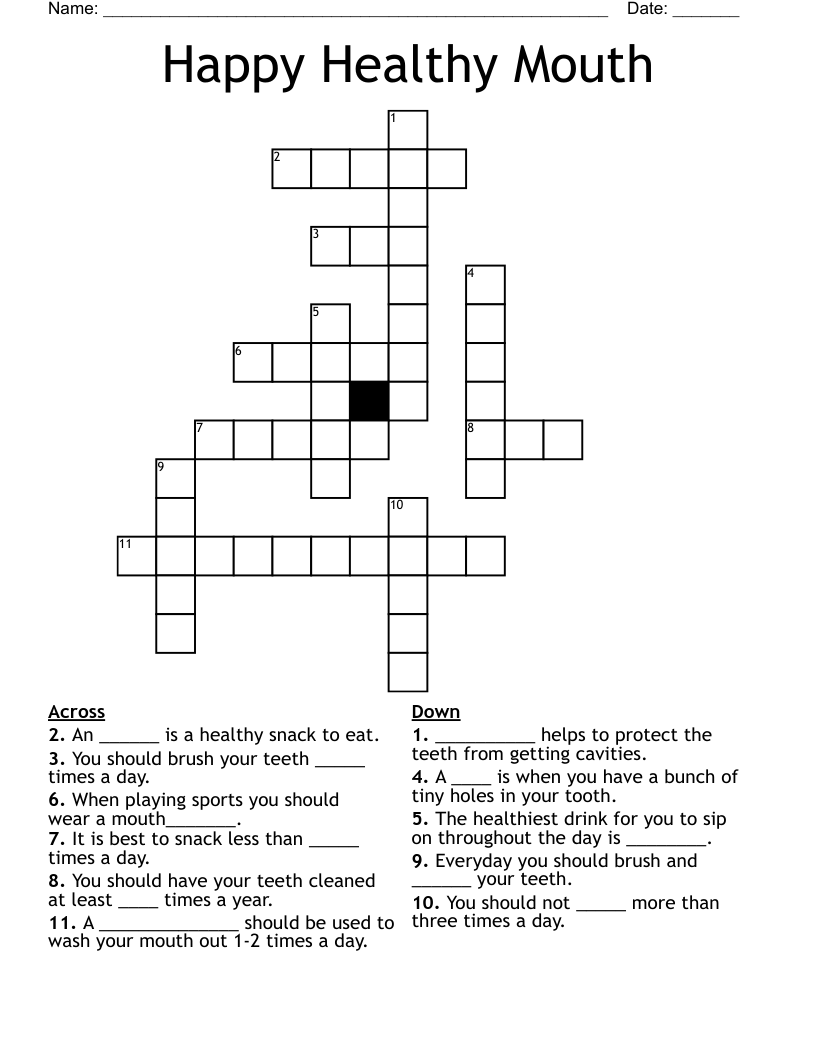 Happy Healthy Mouth Crossword