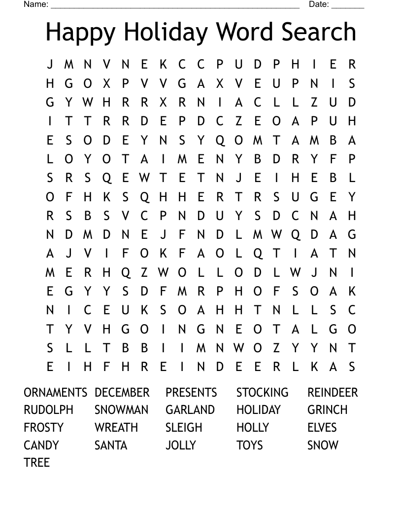 Happy Holiday Word Search