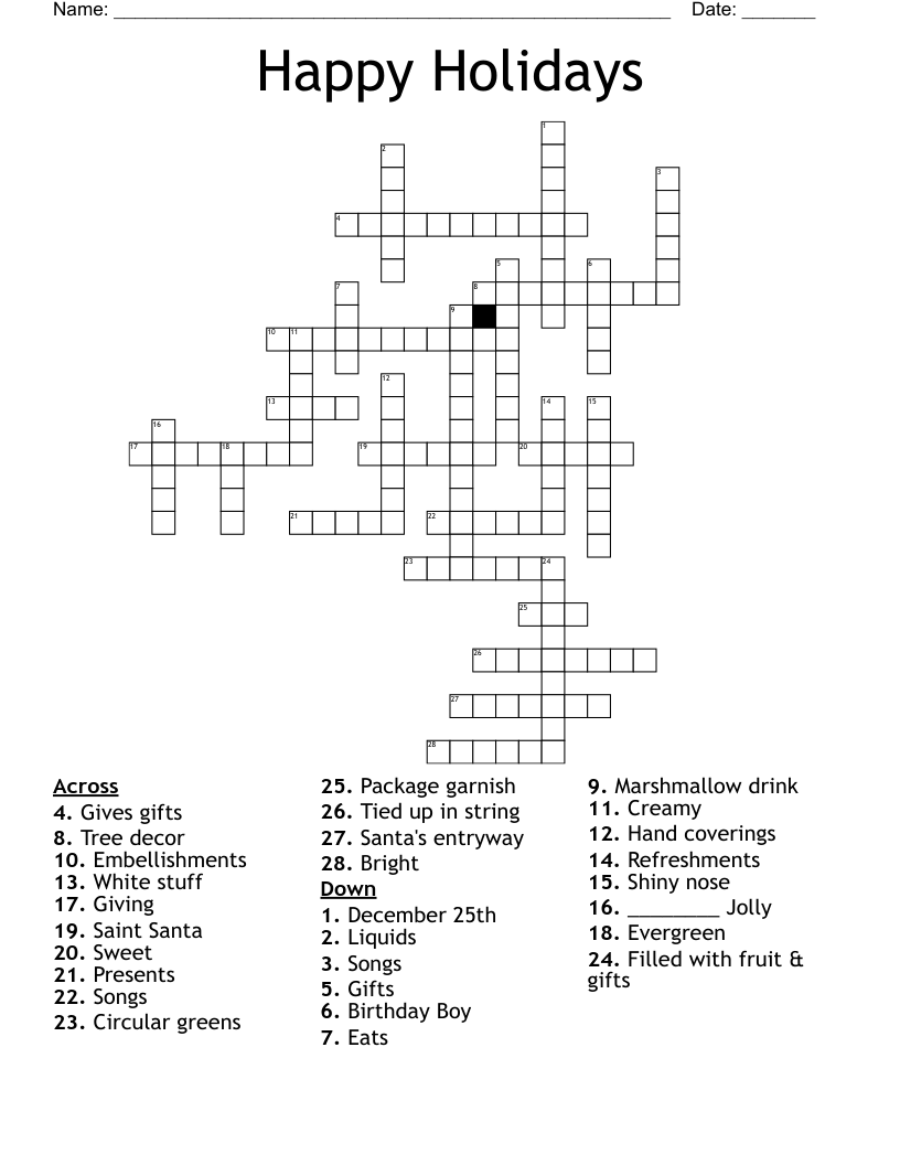 Happy Holidays Crossword