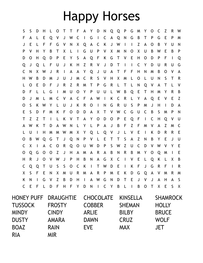 Happy Horses Word Search