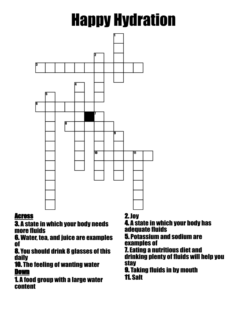 Happy Hydration Crossword
