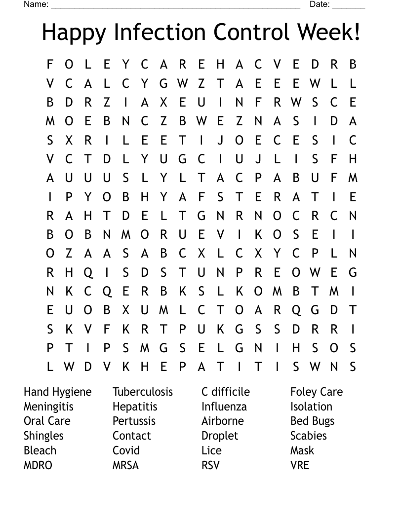 Happy Infection Control Week! Word Search
