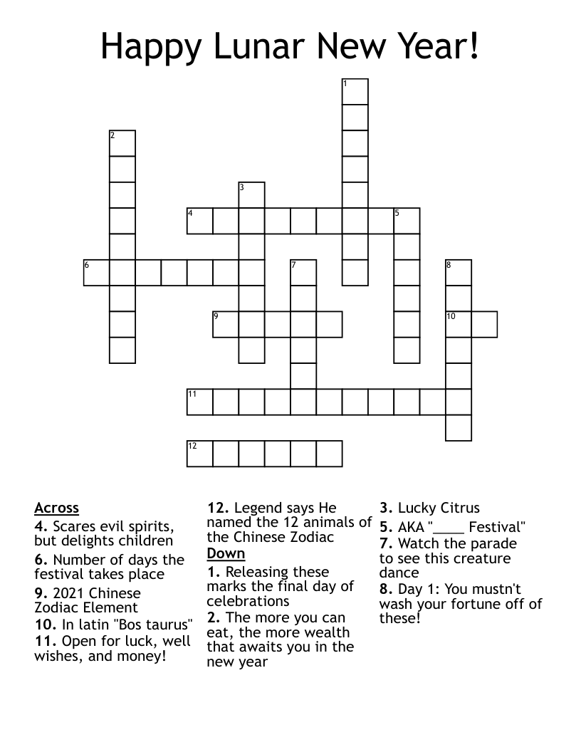 Happy Lunar New Year! Crossword