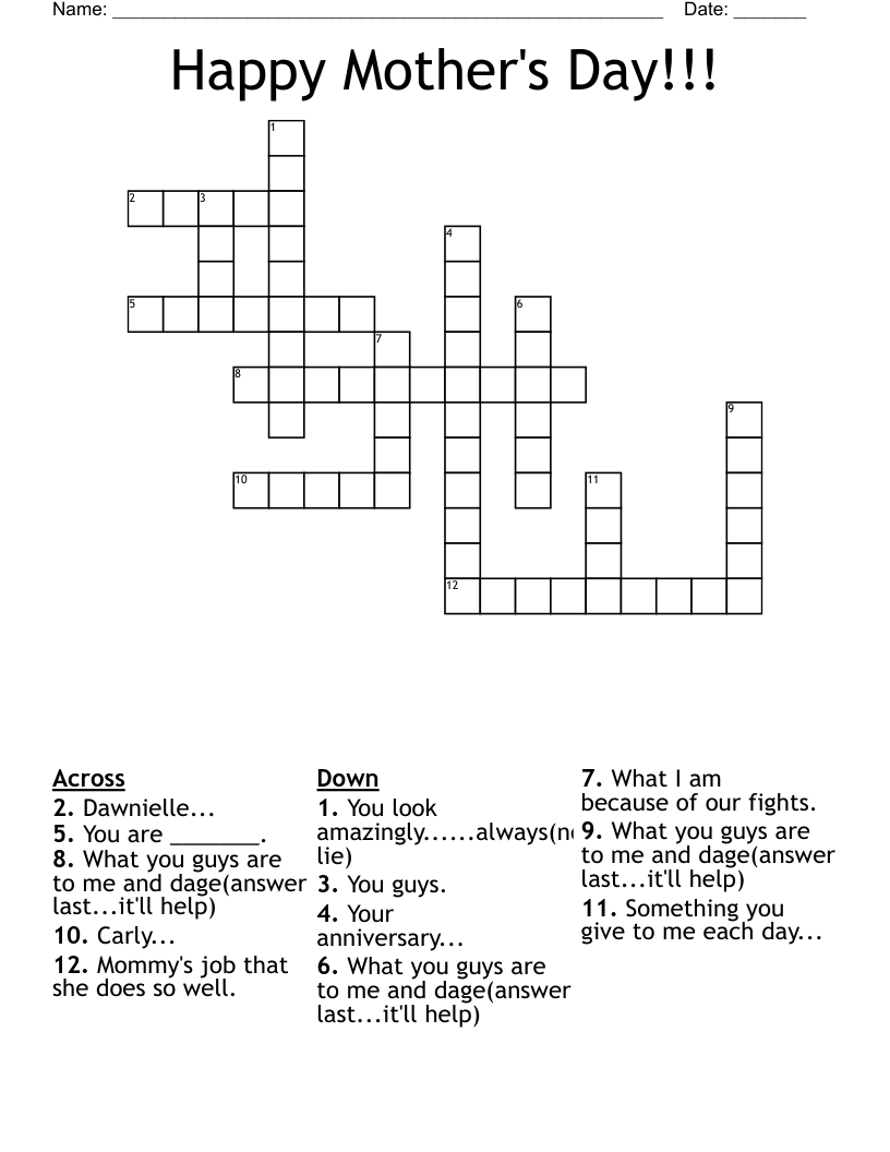 Happy Mother's Day!!! Crossword