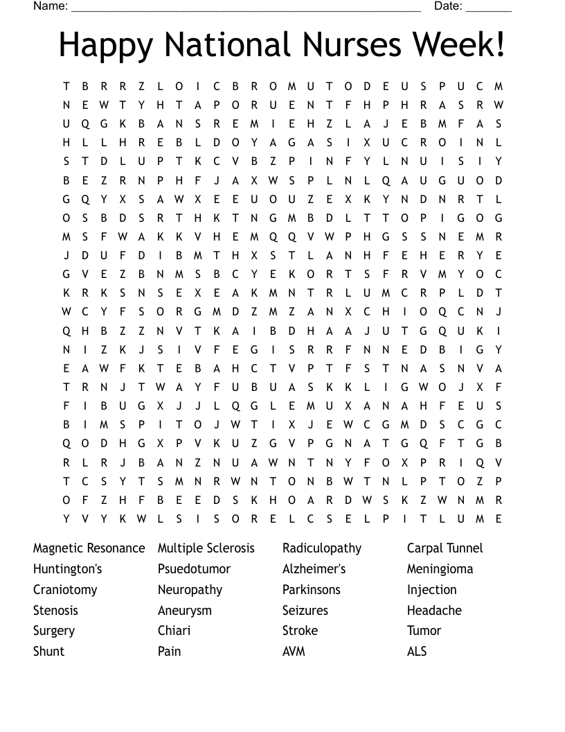Happy National Nurses Week! Word Search