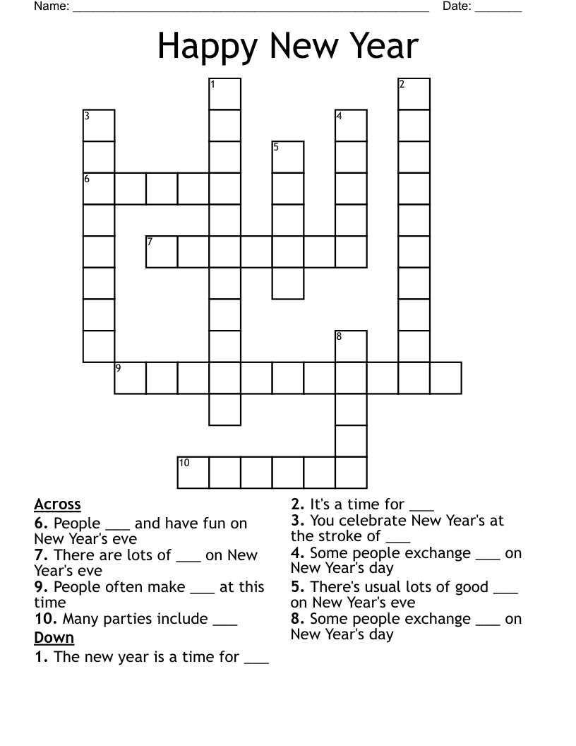 Happy New Year Crossword